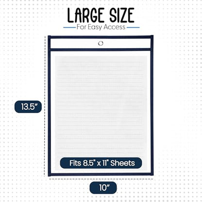 Essex Wares - 6 Pack, Navy Blue Dry Erase Pockets, 10" Wide x 13.5" Tall - color: Navy Blue
