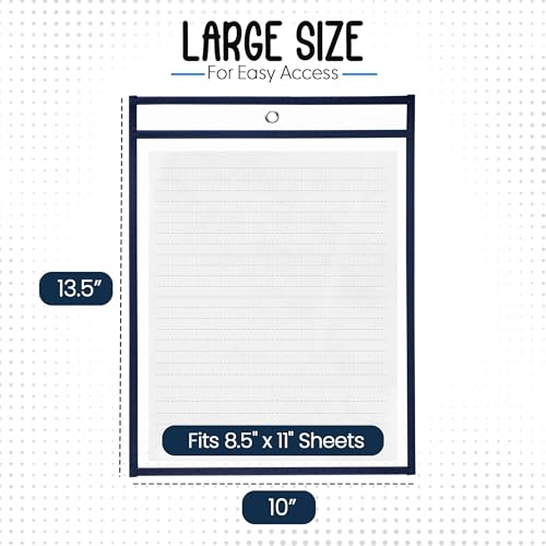 Essex Wares - 6 Pack, Navy Blue Dry Erase Pockets, 10" Wide x 13.5" Tall - color: Navy Blue