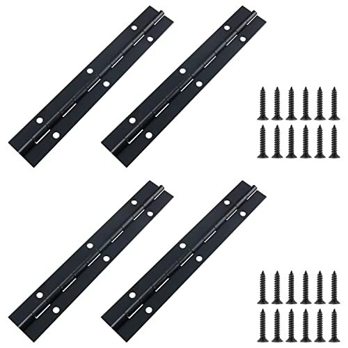 4PCS 6 Inch Metal Piano Hinges - Stainless Steel Continuous Hinge, Heavy Duty for Cabinet Door, Window, Boat with Screws
