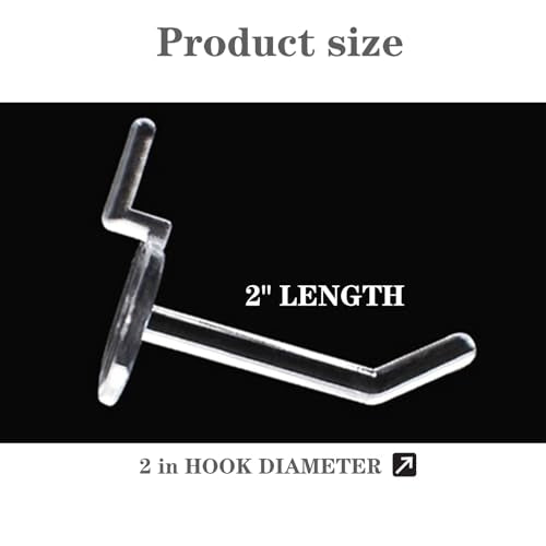 100pcs Plastic Pegboard Hooks Clear Acrylic Hook Plastic Hooks for Retail Peg Board Hooks Peg Board Shelving Hook for Garage Kitchen Peg Boards Craft Storage