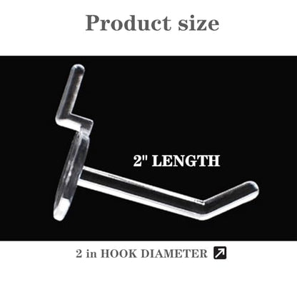100pcs Plastic Pegboard Hooks Clear Acrylic Hook Plastic Hooks for Retail Peg Board Hooks Peg Board Shelving Hook for Garage Kitchen Peg Boards Craft Storage