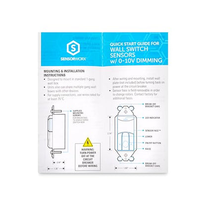 Occupancy Motion Sensor in-Wall Switch with 0-10V Dimming, SWX-101-D-WH, PIR Detection, Partial On, 120/277V, 800W/1200W, 1-Pole, No Neutral Required, White, Made in USA - style: Partial On
