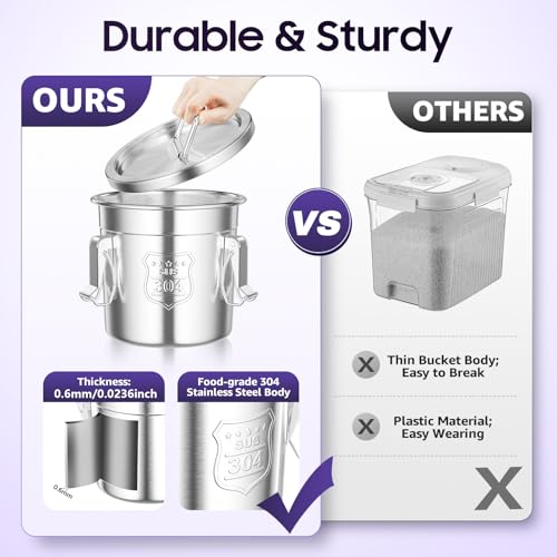 6L/1.59 Gal Stainless Steel Food Storage Container with Lid - size: 1.59 gal