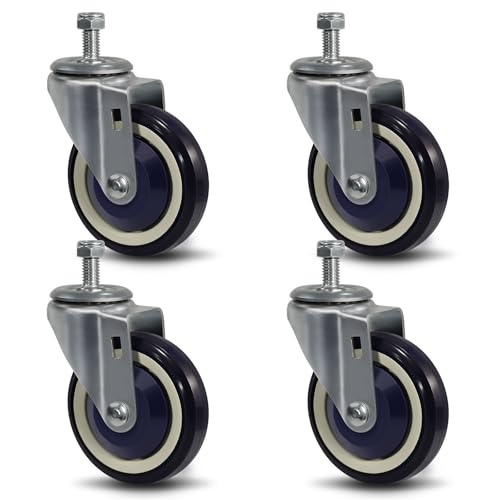 SY America 4" Shopping Cart Replacement Wheels,Stem Casters Swivel Casters Set of 4 Heavy Duty Castors,Load Capacity 1200 lbs (Navy) - color: Navy, size: 4 Swivel