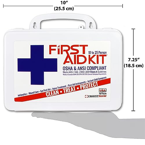OSHA & ANSI Class A, Metal First Aid Kit, 25 Person, 79 Piece Emergency Kit