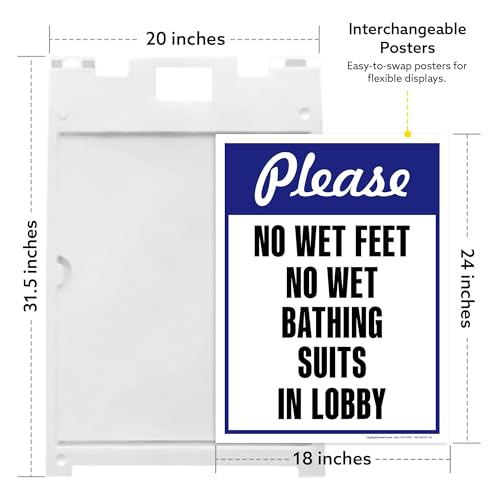 Please No Wet Feet No Wet Bathing Suits In Lobby Folding Floor Sign, 18x24 Inches, Portable A Frame, Made in USA by My Sign Center - size: 18x24 Plastic