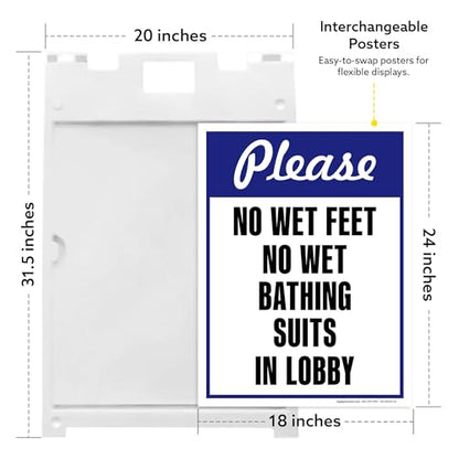 Please No Wet Feet No Wet Bathing Suits In Lobby Folding Floor Sign, 18x24 Inches, Portable A Frame, Made in USA by My Sign Center - size: 18x24 Plastic