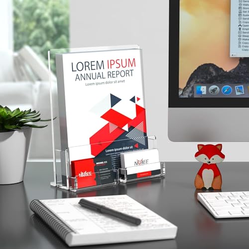 NIUBEE 6 Packs Acrylic Brochure Holder 8.5 x 11, Flyer Menu Display Stand - size: 6 Pack 8.5*11