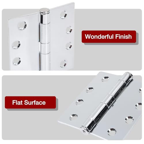 TDCHINGES Heavy Duty Door Hinges 4.5 Inch x 4 1/2" Polished Chrome Square - color: Polished Chrome, size: 1 Pack