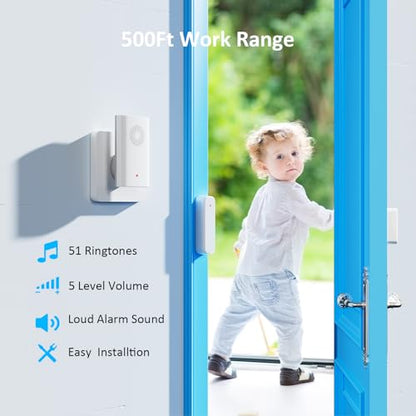 Wireless Door Chime, Door Sensor Chimes When Door Opens/Business Entering - size: 1 Receiver +2Sensor