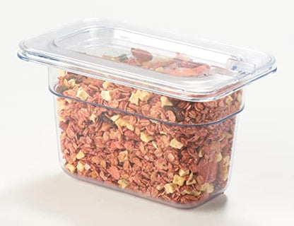 CURTA 6 Pack NSF 1/9 Notched Food Pan Cover, Size Clear Polycarbonate Lid for Commercial Food Pan, Dishwasher & Freezer Safe Plastic Clear - color: 1/9 Size, size: Handled & Notched Lids