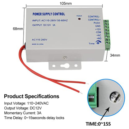 WiFi Tuya APP Access Control System Waterproof Kits RFID Keypad Controller 125KHz 13.56MHz + Door Electric Strike Lock + DC12V Power Supply, 10,000 Large User Capacity