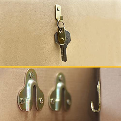 10pcs Heavy Duty J-Shaped Hangers 304 Stainless Steel Wall Mounted Mini J Hook for Mirror Picture Frames Hanging Wire/D Rings/Keyhole Hangers (Gold) - style: J Hanger-Gold (10pcs)