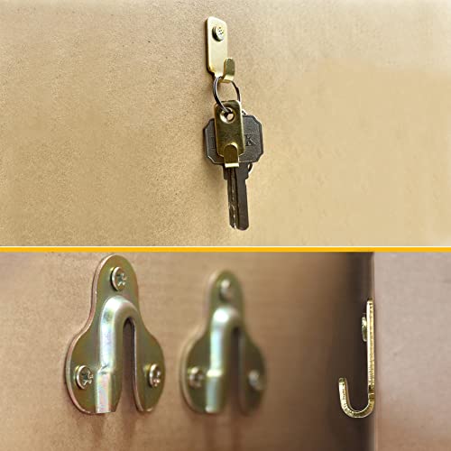 10pcs Heavy Duty J-Shaped Hangers 304 Stainless Steel Wall Mounted Mini J Hook for Mirror Picture Frames Hanging Wire/D Rings/Keyhole Hangers (Gold) - style: J Hanger-Gold (10pcs)