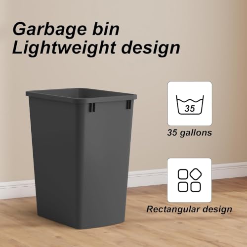 ROOMTEC 35QT Kitchen Trash Can,Sturdy and Lightweight Slim Trash Can,1 Pack - color: Black, style: 1PCS