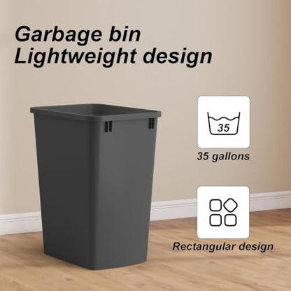ROOMTEC 35QT Kitchen Trash Can,Sturdy and Lightweight Slim Trash Can,2-Pack - color: Black, style: 2PCS