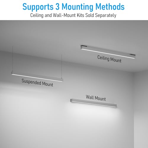 LEONLITE 2-Pack 8FT Linkable LED Linear Light, LED Suspended Light, Silver - color: Silver