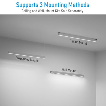 LEONLITE 2-Pack 8FT Linkable LED Linear Light, LED Suspended Light, Silver - color: Silver