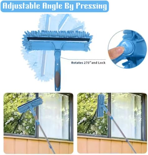 2-in-1 Window Cleaner Tool, 68'' Squeegee for Window Cleaning - color: Blue