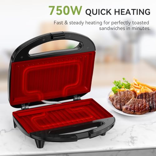 OSTBA Panini Press Sandwich Maker, 2-Slice Sandwich Toaster Grill