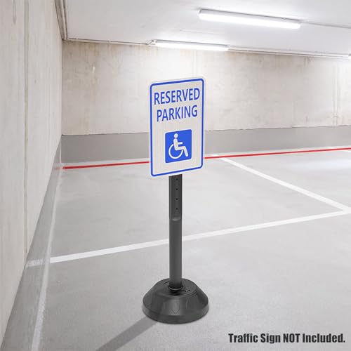 Sign Post Holder and Water-Fillable Base Set, Black, 6 Pack