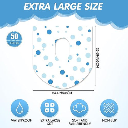 50 Packs Extra Large Disposable Toilet Seat Covers for Kids Adult, Dot