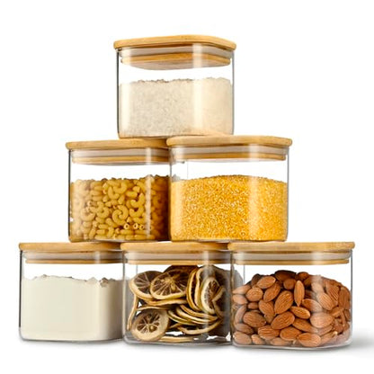 D2scrma 19oz/0.6Qt/550ml Square Glass Storage Containers with Lids 6-Pack - size: 19oz*6