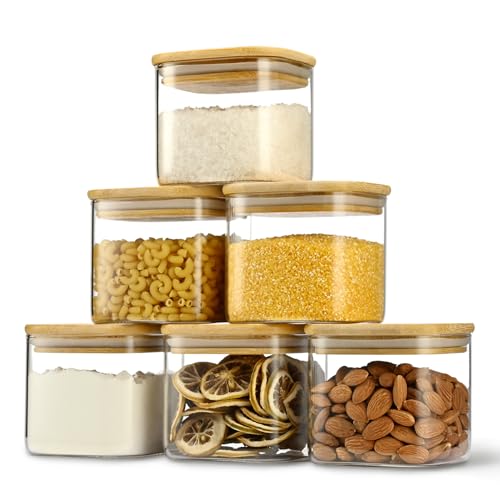 D2scrma 19oz/0.6Qt/550ml Square Glass Storage Containers with Lids 6-Pack - size: 19oz*6