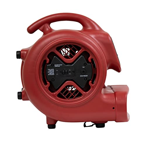 XPOWER X-600A Pro 1/3 HP 2400 CFM Centrifugal Air Mover, Carpet Dryer, Floor Fan, Blower, Daisy Chain, for Water Damage Restoration, Janitorial, Plumbing, Home Use, Red - color: Red, style: Pro X-600A