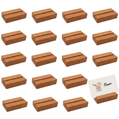 18Pcs Wood Place Card Holders, Wedding Reception Place Name Displays, Photo and Number Stands for Home Party Banquet Table Seating Decor