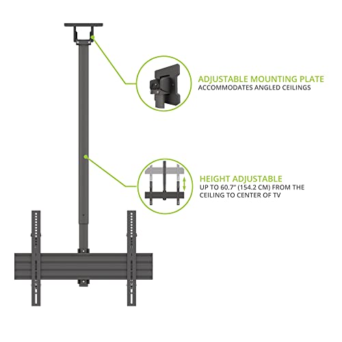 Kanto CM600SG Stainless Steel Outdoor Ceiling TV Mount for Most 37" - 70" TVs - Supports TVs up to 110lbs - Can Extend up to 66.3” in 2" increments - 360˚ Rotation - Max VESA 600x400 - style: Outdoor - For 37" to 70" TVs - Black