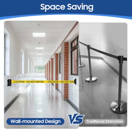 Wall Mount Crowd Control Barriers 2 Pack, TrreZON Fixed Retractable Barrier with Steel Case 10' Yellow Belt with "Caution: DO NOT Enter" for Grocery, Retail Store, Office, Stadium, School - color: Yellow Belt (Caution - Do Not Enter), size: 10‘ - 2 Pack