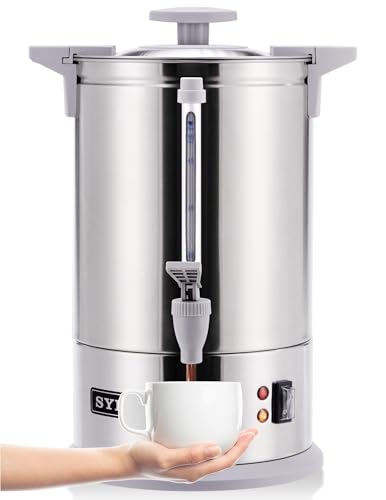 SYBO Commercial Grade Stainless Steel Percolate Coffee Maker Hot Water Urn for Catering, 100-Cup 16 L, Grey - style: 16L Grey