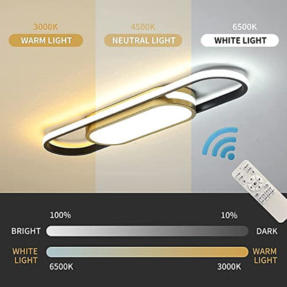 Tioolo Modern LED Flush Mount Ceiling Light, Dimmable with Remote, 27.5in - color: Black+Gold/40W