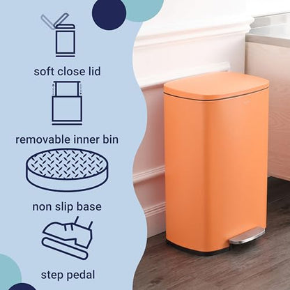 happimess Connor 2-Piece Iron Trash Can, Carrot Cake - color: Carrot Cake