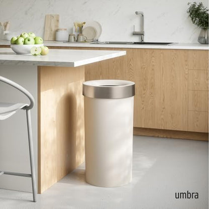 Umbra Vento Kitchen Trash Can, Open Top Bin, 16.5 Gallon, Sand/Nickel - color: Sand/Nickel