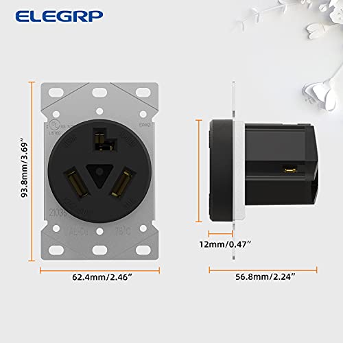 ELEGRP 30 Amps 3 Prong Dryer Outlet, 125/250V Flush Mounting Power Outlet, NEMA 10-30R Receptacle, Straight Blade Dryer Outlet, Non-Grounding, 3 Pole 3 Wire, UL Listed, 1 Pack - style: NEMA 10-30R Outlet
