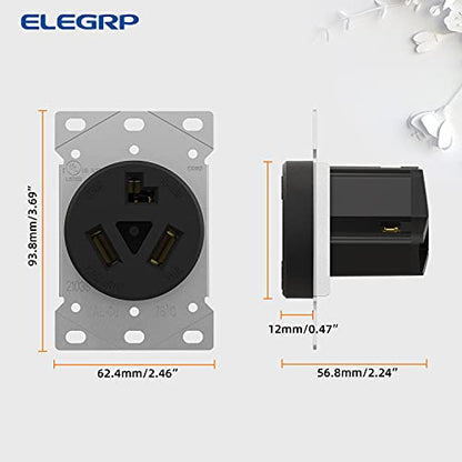 ELEGRP 30 Amps 3 Prong Dryer Outlet, 125/250V Flush Mounting Power Outlet, NEMA 10-30R Receptacle, Straight Blade Dryer Outlet, Non-Grounding, 3 Pole 3 Wire, UL Listed, 1 Pack - style: NEMA 10-30R Outlet