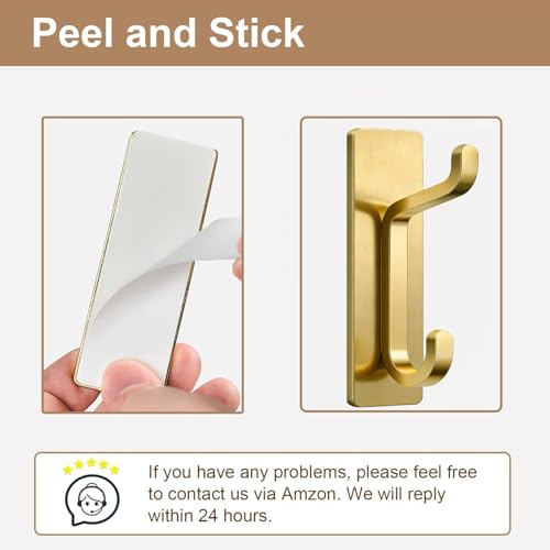 pickpiff 13LB Strong Stick-on Hooks for Coat & Towel, Pink 4 Pack - color: Gold, size: 4 Pack