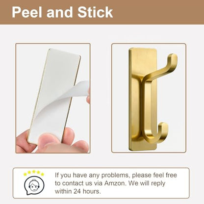 pickpiff 13LB Strong Stick-on Hooks for Coat & Towel, Pink 4 Pack - color: Gold, size: 4 Pack