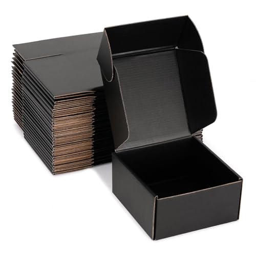 6x6x3 Black Shipping Boxes for Small Business, Packing, 25 Pack - color: Black, size: 6x6x3 inch