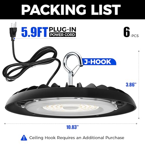 Barrina High Bay LED Shop Lights, 150W, 21000LM, IP65 Waterproof, 5000K - size: 6 Packs