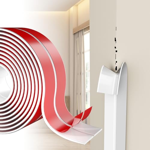 Wall Corner Protector Self-Adhesive Flexible – Durable Rubber, Furniture Edge Guard, Easy to Install, White, Prevents Wall Damage, Ideal for Home or Office Use - size: 1.6in×10.8ft