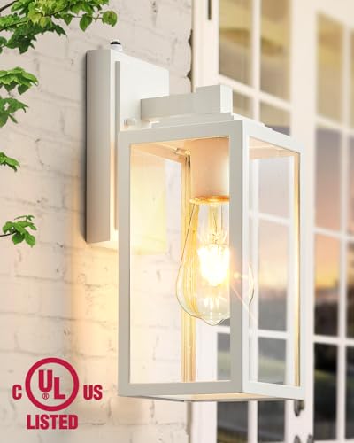VIANIS White Dusk to Dawn Outdoor Wall Lantern, Anti-Rust, Waterproof - color: White, size: Standard Dusk to Dawn 2-Pack