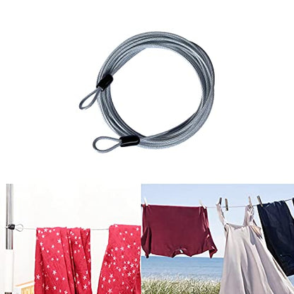 GOMRQING 15FT 3mm Outdoor Travel Long Security Cable Lock,Braided Steel Coated Safety Cable Luggage Lock,Safety Cable Wire Rope Double Loop Lightweight (1 Pack) - size: 15FT-1 Pack