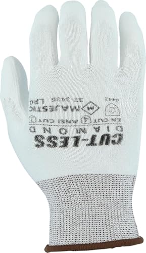 Majestic Cut-Less Dyneema Glove with Polyurethane Palm | 12 Pairs - XL | 13 Gauge Liner, ANSI A3, Lightweight Comfort, Breathable, White/White | for Automotive, Industrial, Manufacturing | 37-3435 - size: X-Large