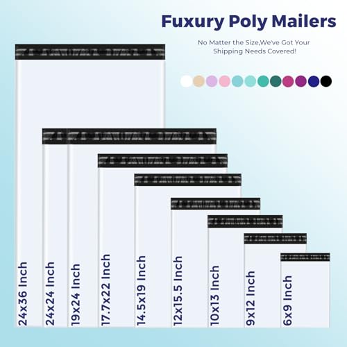 Fuxury 12x15.5" Poly Mailers 100Pcs,Sturdy Shipping Bags for Clothing,White - color: White, size: 12x15.5" 100pcs