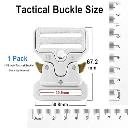 1-1/2 Inch Tactical Buckle Replacement, Metal Heavy Duty Tactical Belt Buckles for Webbing Nylon Strap, Dog Collar, Harness Military Buckle Backpack Clip Hardware, Silver - color: 04(1-1/2" Silver Metal Buckle 1pcs)