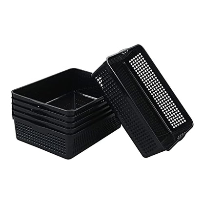 6 Pack Plastic A4 Letter Baskets, Black Office Basket Trays
