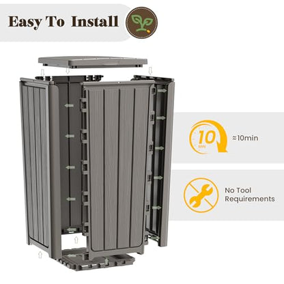Fancyango Resin Outdoor Trash Can with Lid, 33 Gallon, Gray - color: Grey, size: 33 Gallon